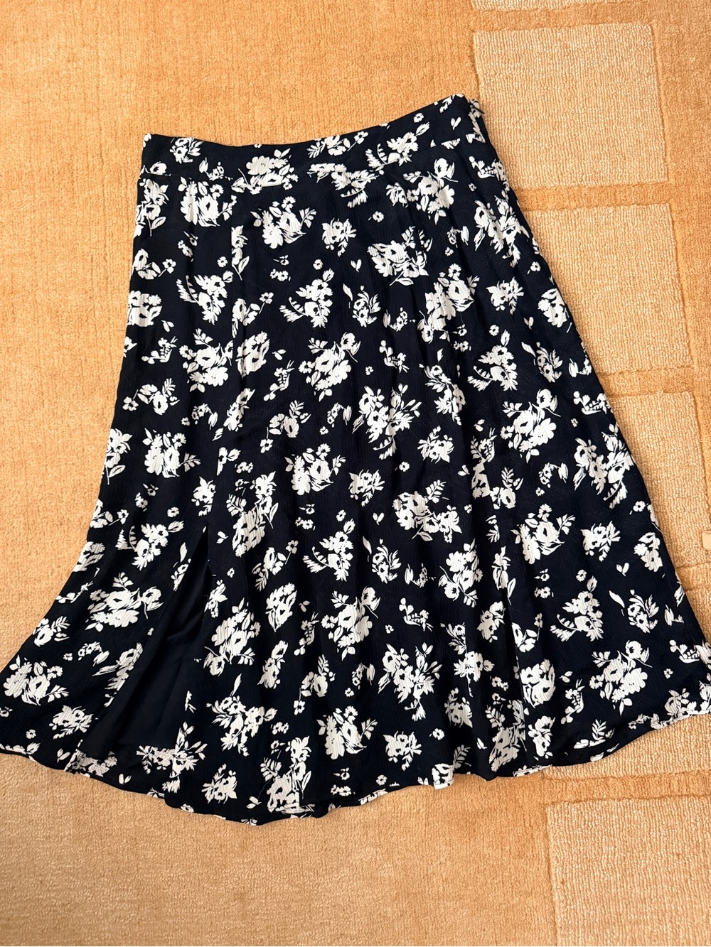 Sezane Women's Black Floral Midi Skirt - Classic A-Line